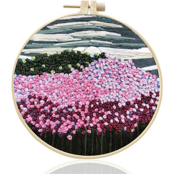 Embroidery Kit for Beginners Adults with Flower Pattern, Cross Stitch Kits - Picture 1 of 7